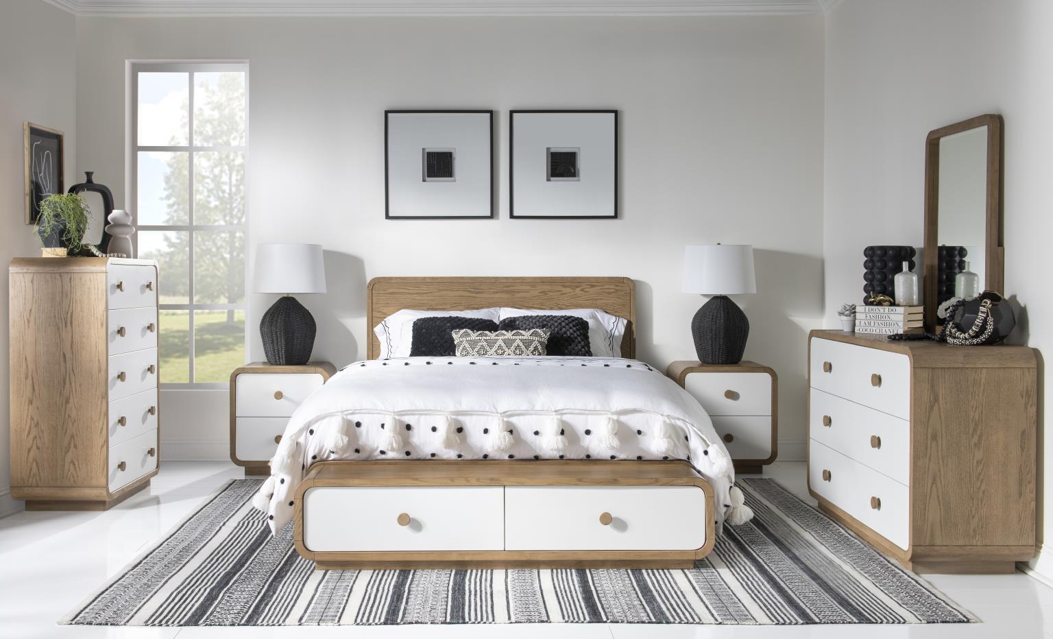 Commode 6 tiroirs – Chêne du désert et Blanc nuage — offre une polyvalence
