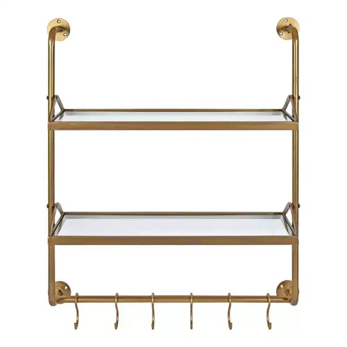 26" x 31" Marit Metal Wall Shelf Gold - Kate & Laurel All Things Decor