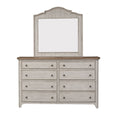 Commode et miroir - Blanc antique / Dessus couleur châtaigne — ajoutez-y un style décontracté et vous obtenez un look classique avec une touche informelle.