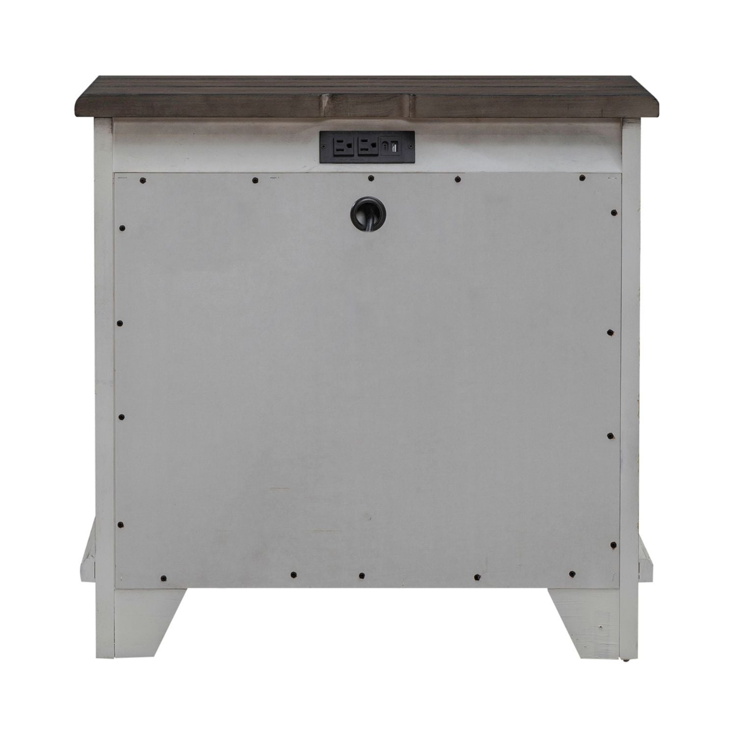 Table de chevet 3 tiroirs avec station de charge - Blanc galet et tabac — L'esprit Cottage et Ferme trouve le parfait équilibre entre