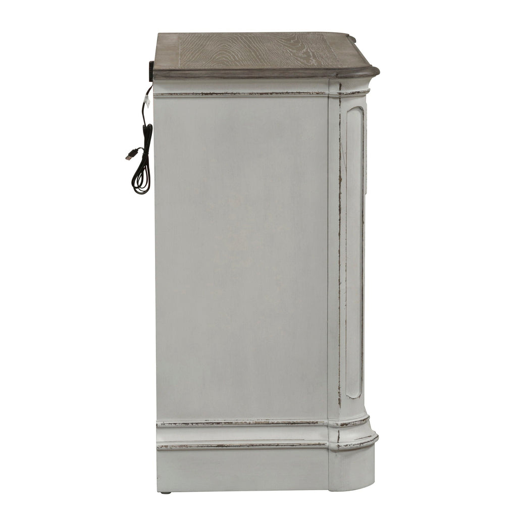 Commode de chevet à 3 tiroirs avec station de charge - Blanc antique — Le mélange des influences européennes crée un style vraiment unique pour tout