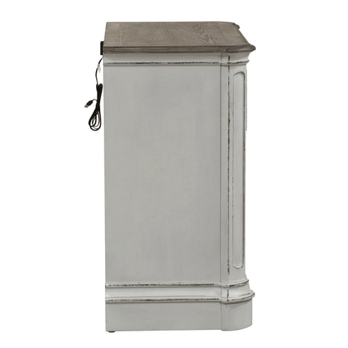 Commode de chevet à 3 tiroirs avec station de charge - Blanc antique — Le mélange des influences européennes crée un style vraiment unique pour tout
