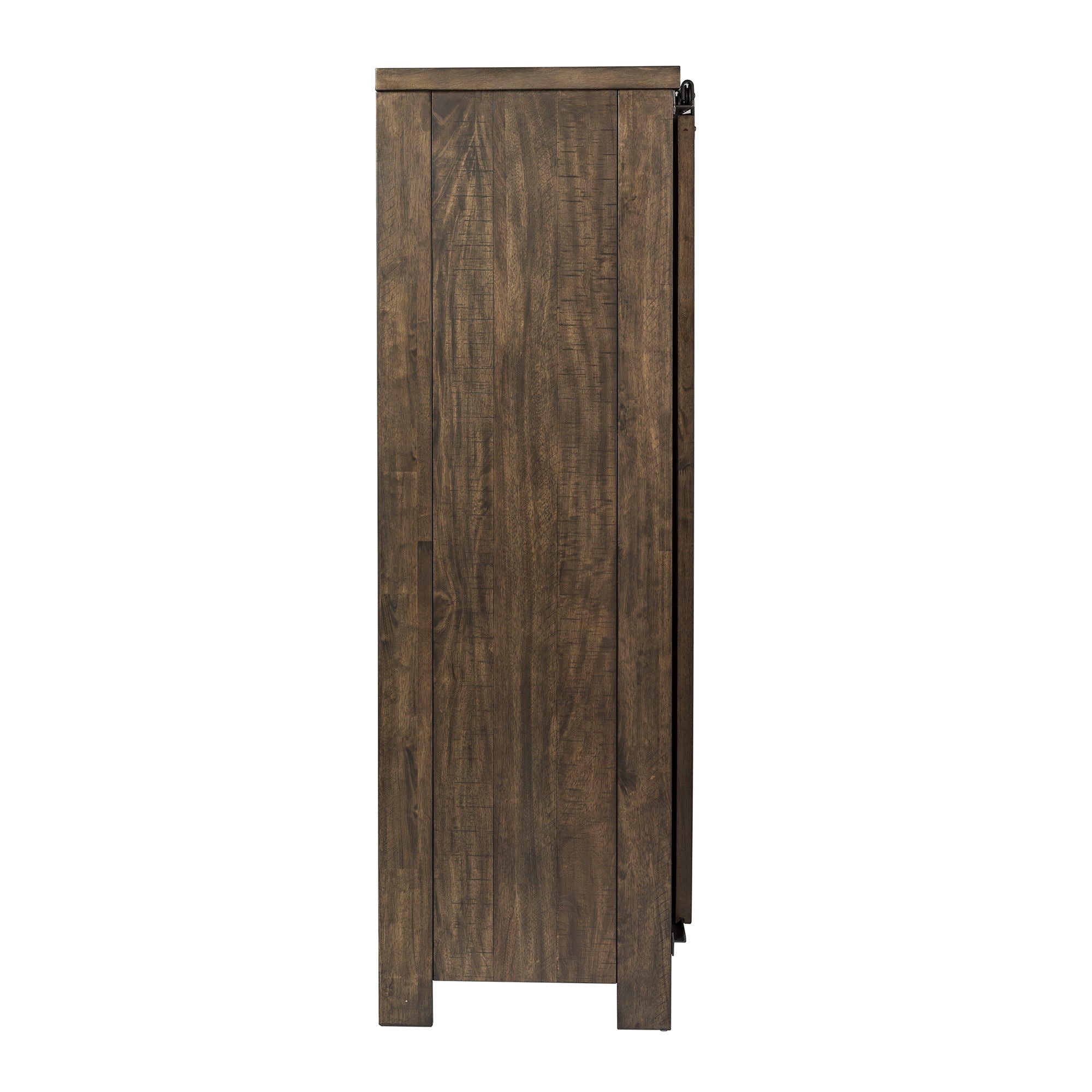 Commode à portes coulissantes – Marron vieilli – contemporain – Un mélange de matériaux aux finitions vieillies et aux tissus texturés.