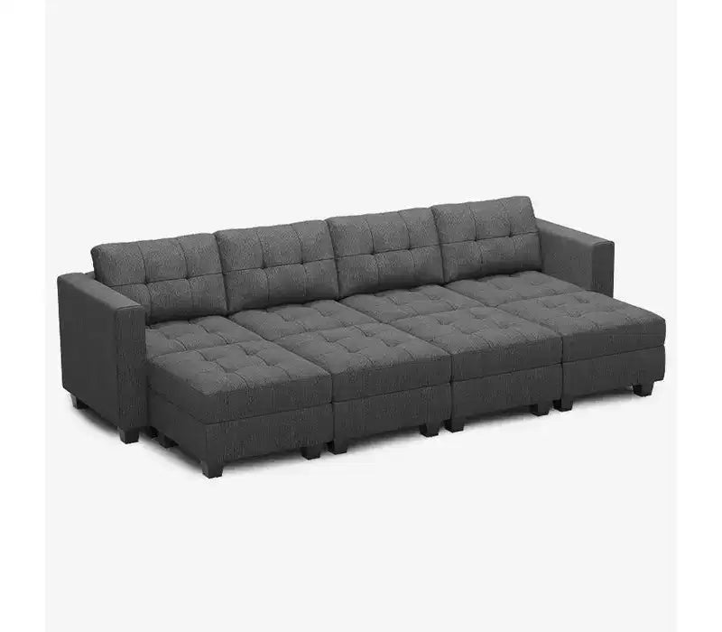 Belffin Modular Weave Sleeper Sofa with Storage Seat (8 Seats + 6 Sides)
