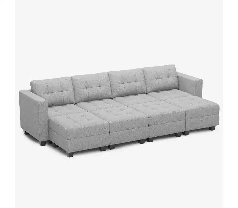 Belffin Modular Weave Sleeper Sofa with Storage Seat (8 Seats + 6 Sides)