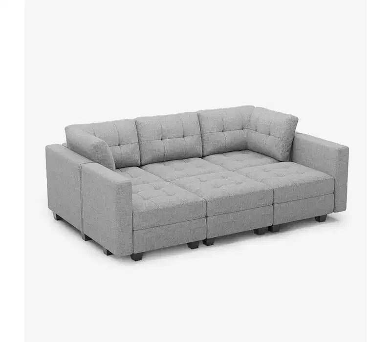 Belffin Modular Weave Sleeper Sofa with Storage Seat (6 Seats + 7 Sides)