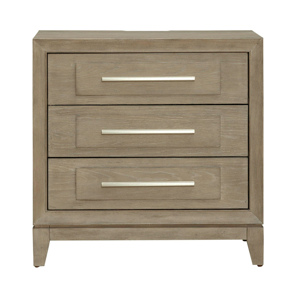 3 Drawer Nightstand With Charging Station - Sandstone — Grâce à un magistral jeu de contrastes et de textures