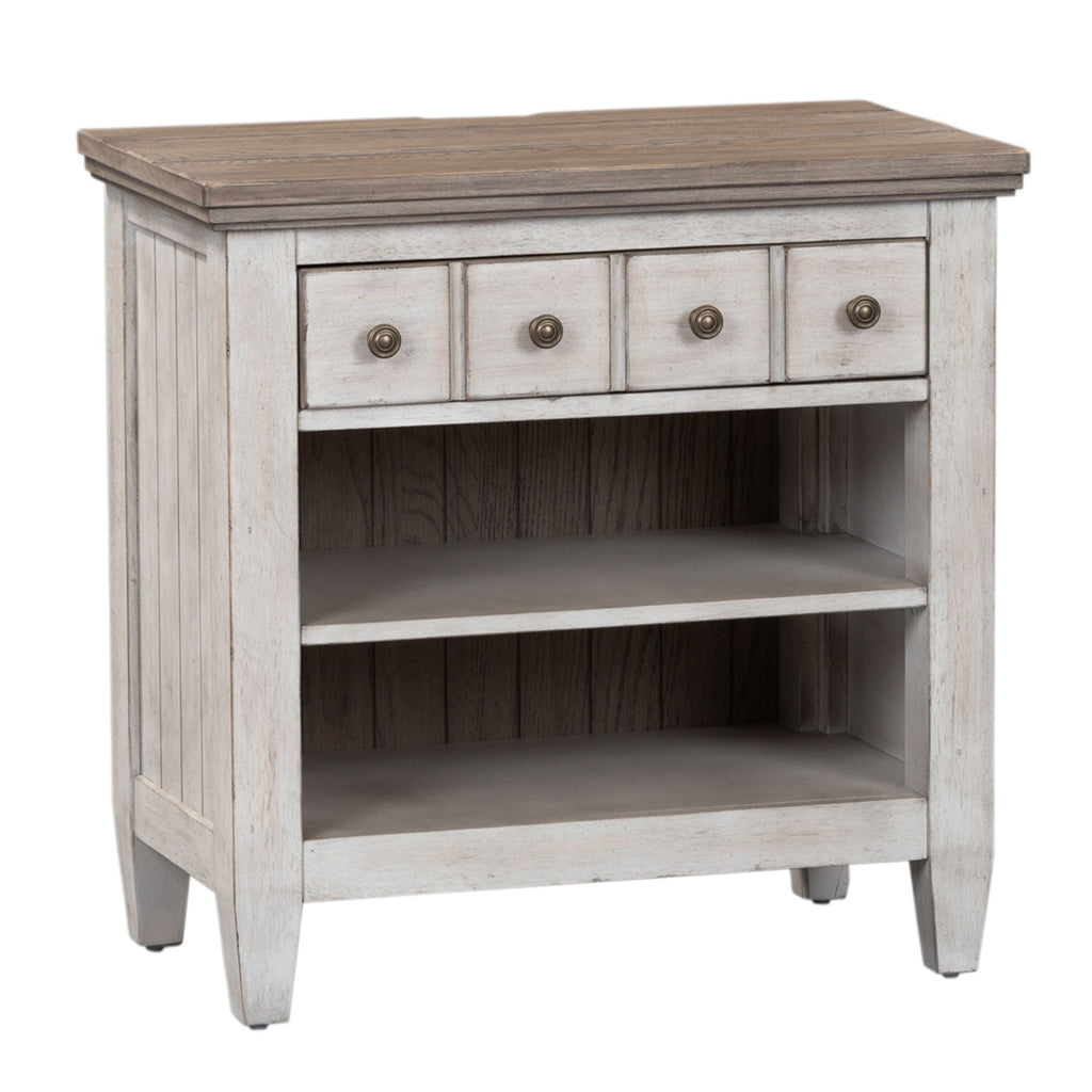 1 table de chevet avec tiroir et station de charge – Blanc antique/Dessus tabac — Des looks qui s’intègrent facilement dans les maisons d’aujourd’hui