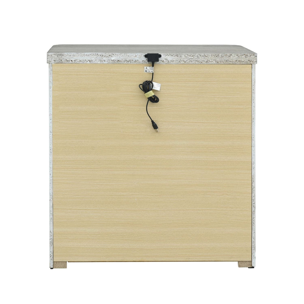 Table de chevet avec station de recharge - Blanc naturel — 0L x 17
