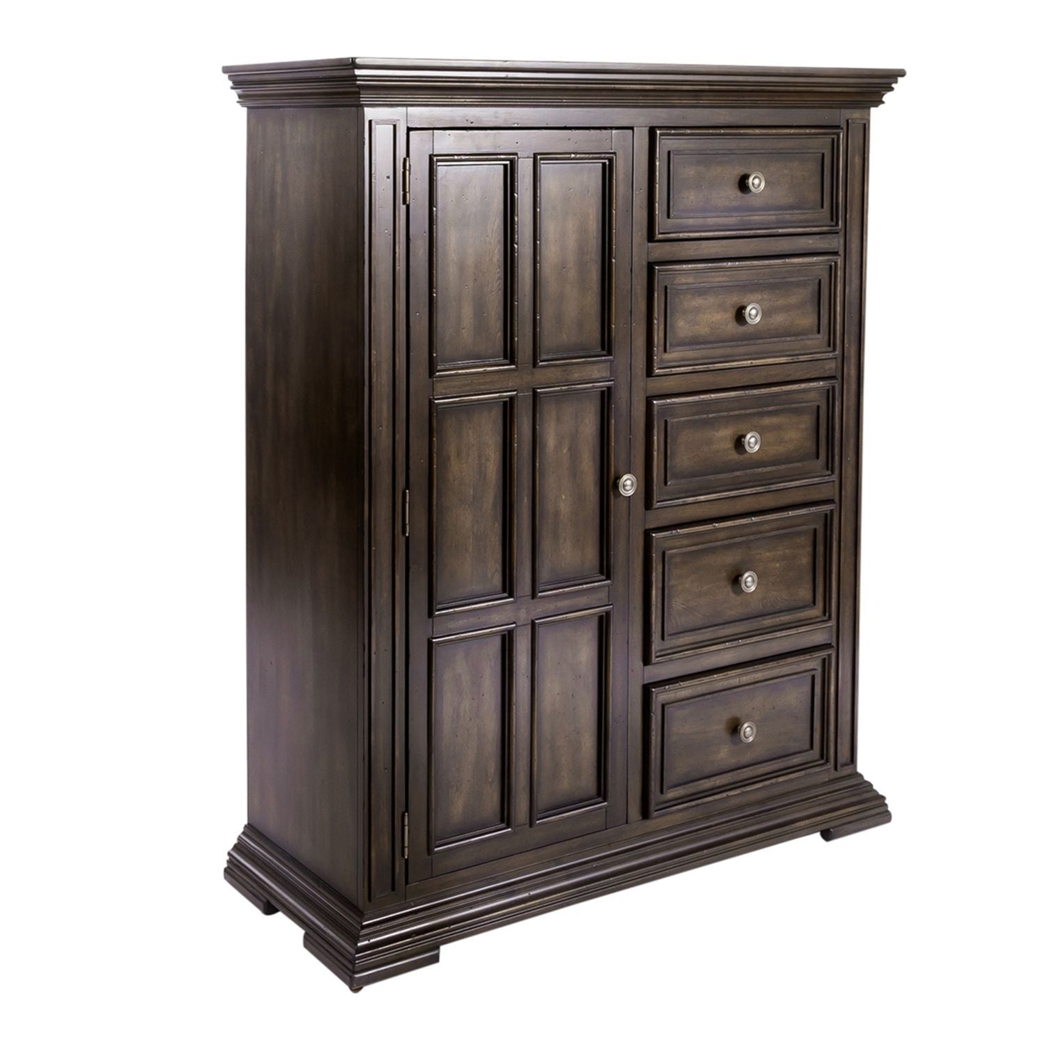 Commode de porte – Fabriquée avec des solides en bois d'hévéa et des produits du bois – protection anti-poussière du caisson inférieur et tiroirs intérieurs entièrement teints