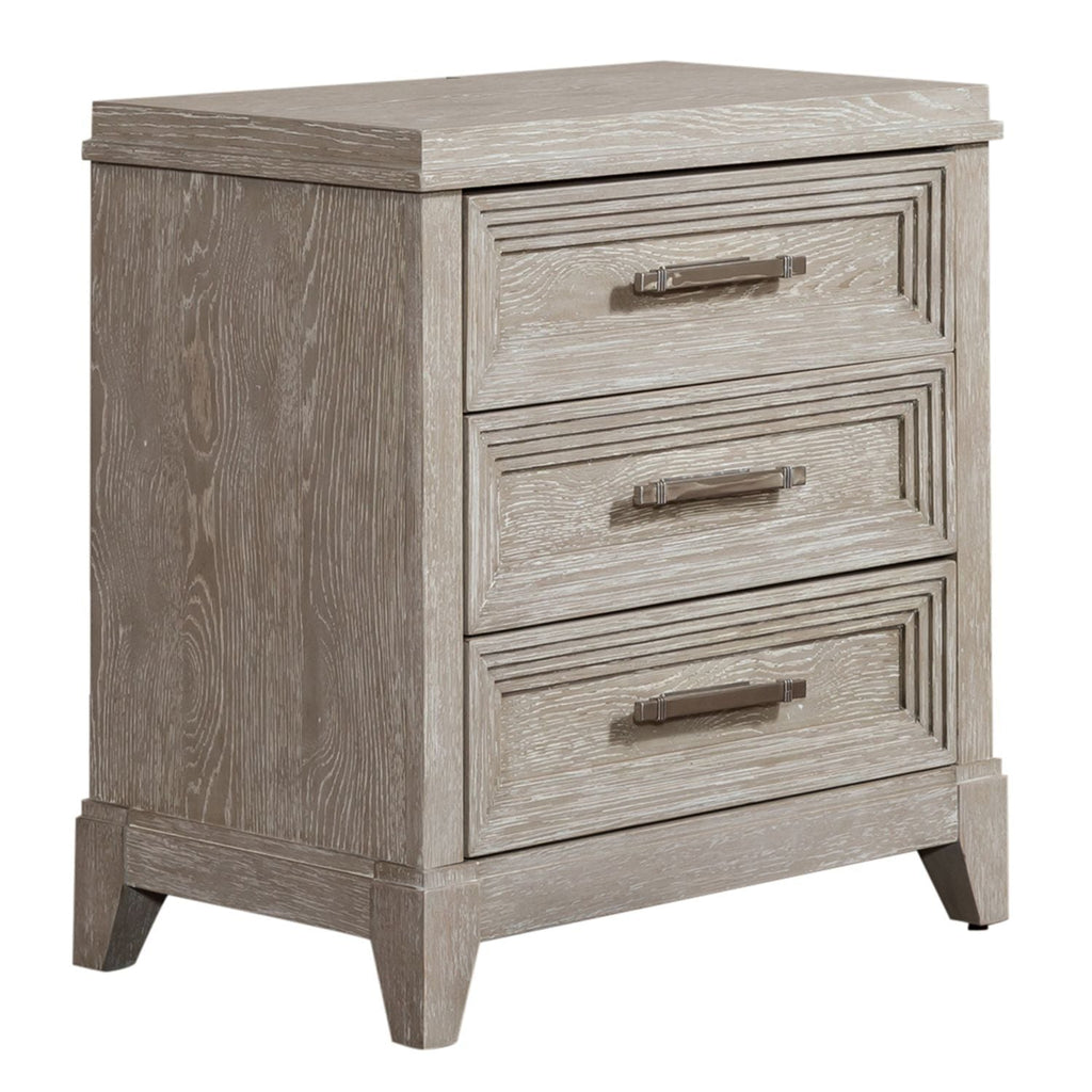 Table de chevet 3 tiroirs - Taupe délavé — Les styles sont souvent simplistes avec des touches luxueuses comme l'acier inoxydable ou le velours