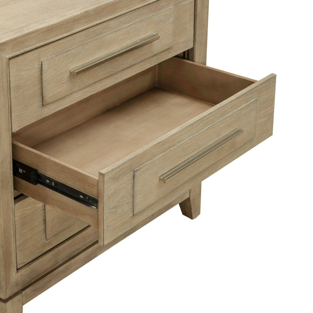 3 Drawer Nightstand With Charging Station - Sandstone — Grâce à un magistral jeu de contrastes et de textures