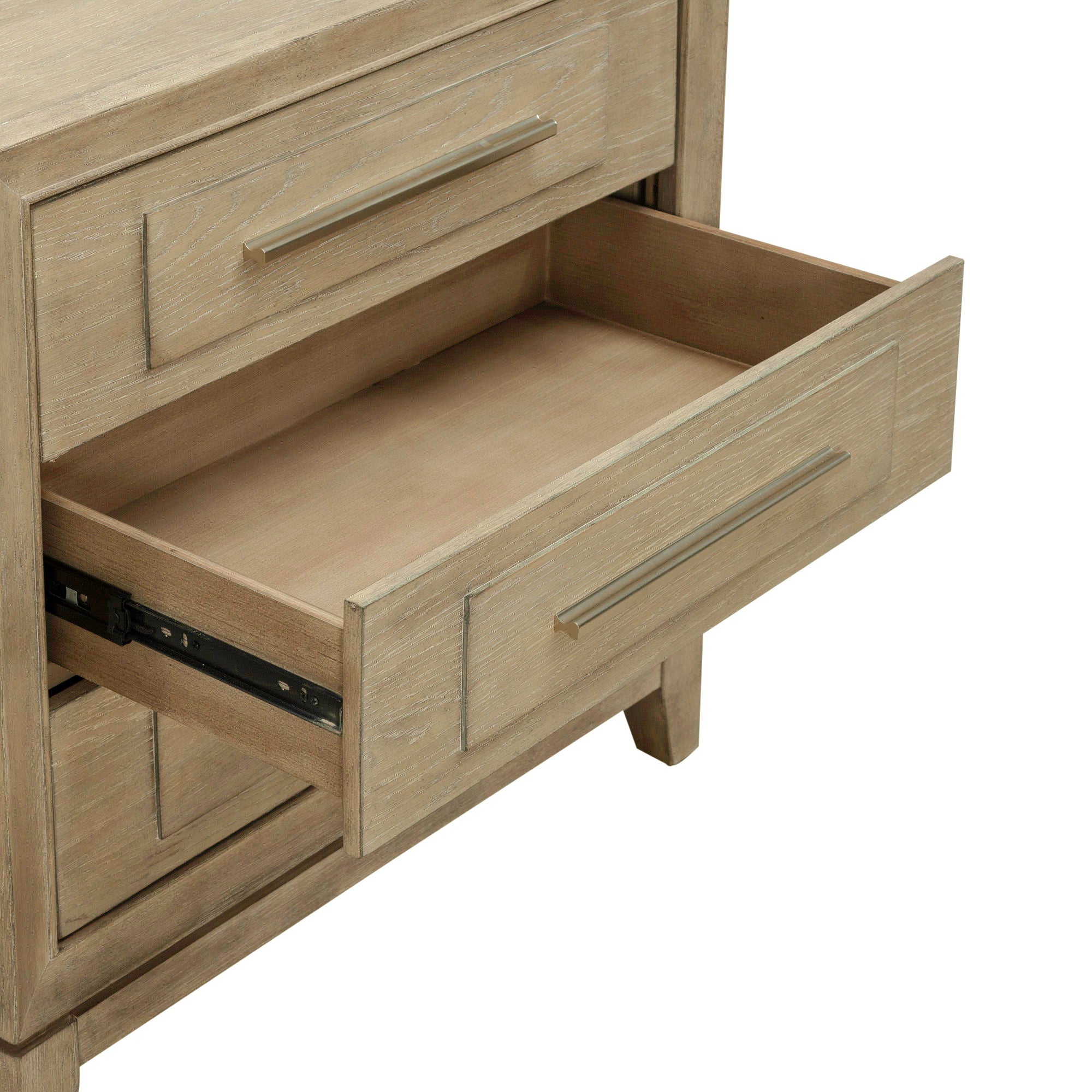 3 Drawer Nightstand With Charging Station - Sandstone — Grâce à un magistral jeu de contrastes et de textures