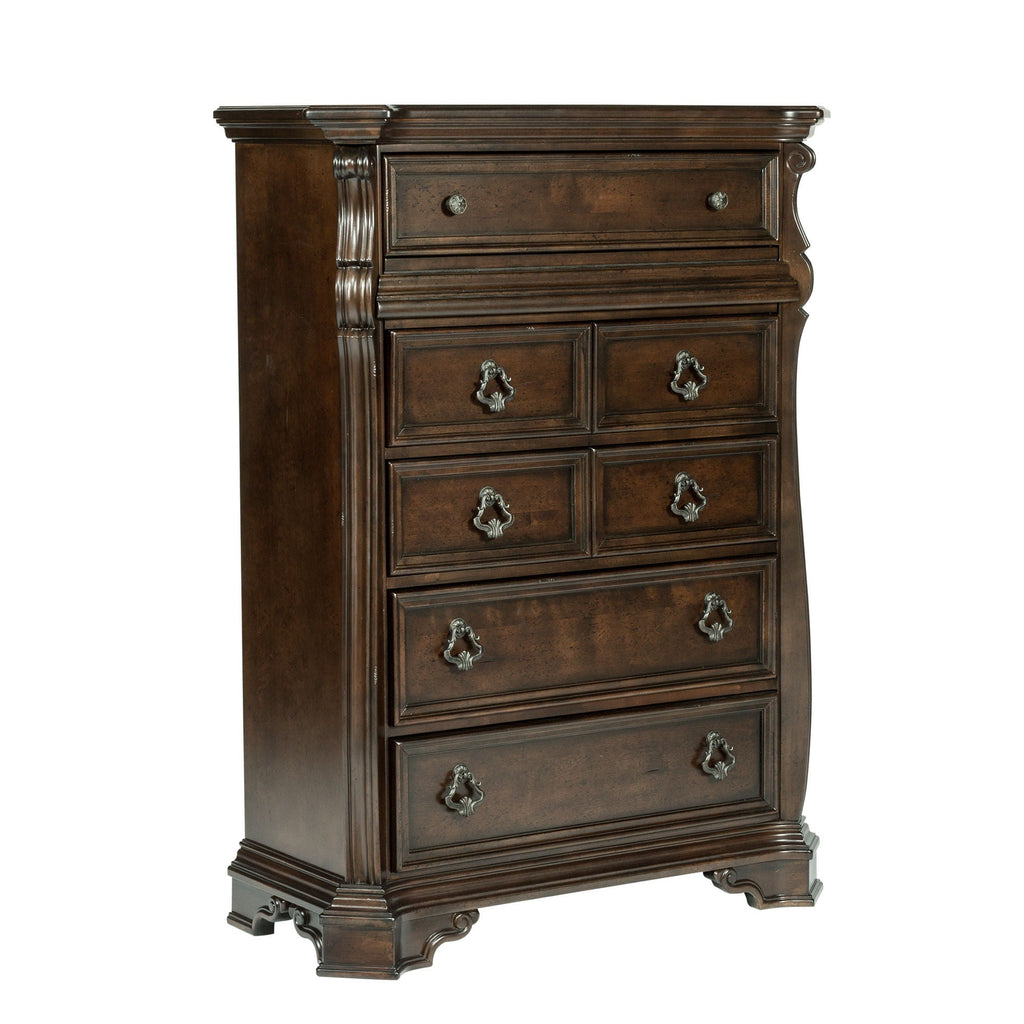 Commode 6 tiroirs - Brownstone — L'alliance de proportions audacieuses et spectaculaires et de formes douces crée un style traditionnel décontracté