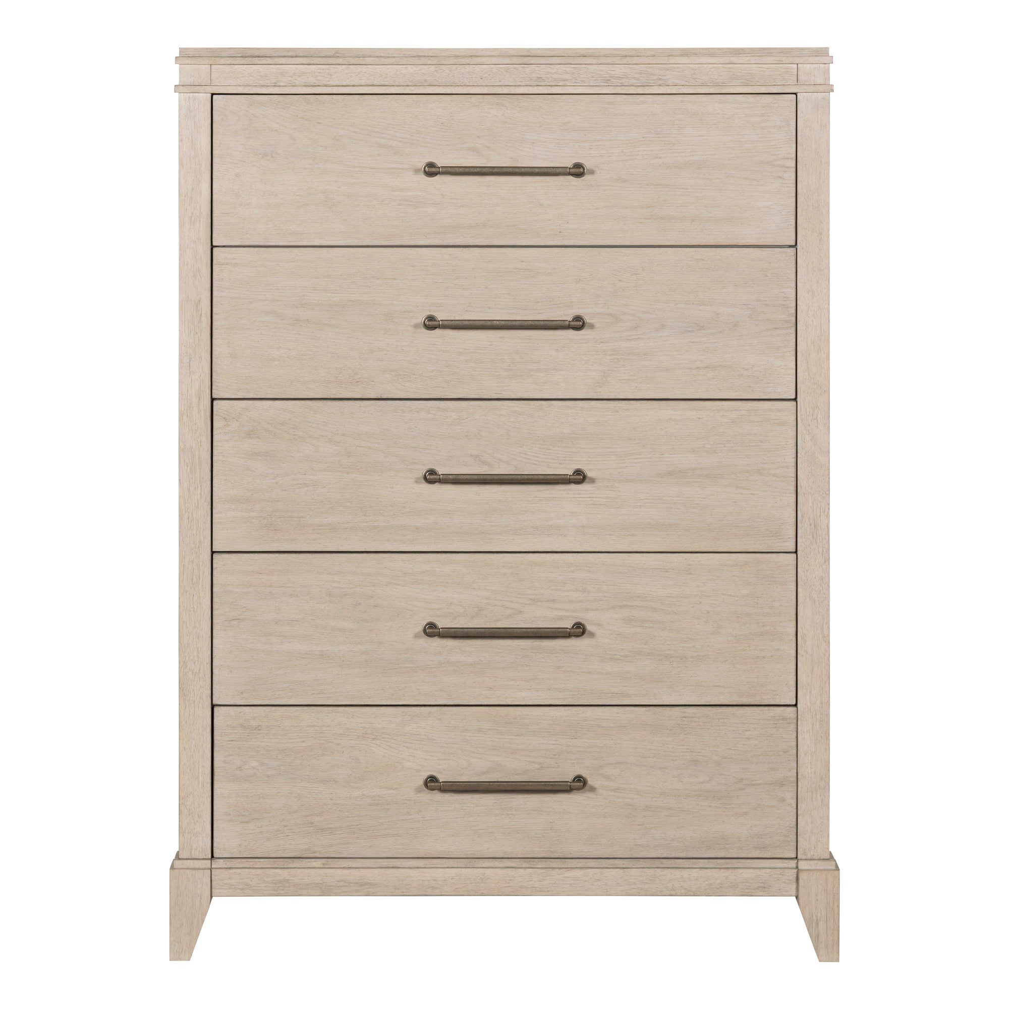 Commode 5 tiroirs - Blanc Sanctuary — offre un style de transition alliant des éléments traditionnels et contemporains