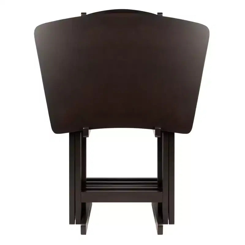 5pc Anila Fan Shape Snack Table Coffee - Winsome: Solid Wood Folding Tables, Beveled Edges, Storage Rack
