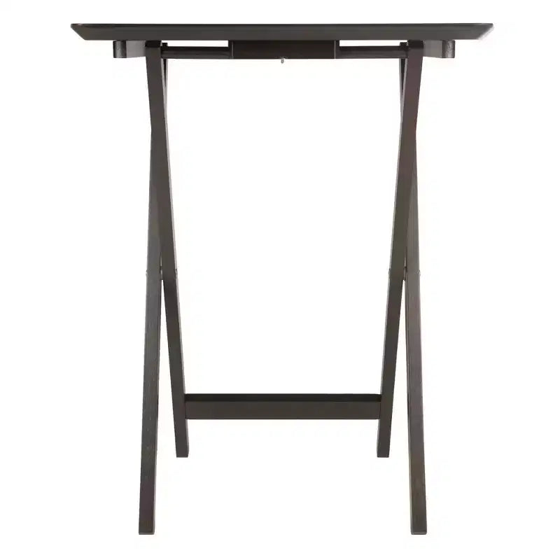 5pc Anila Fan Shape Snack Table Coffee - Winsome: Solid Wood Folding Tables, Beveled Edges, Storage Rack