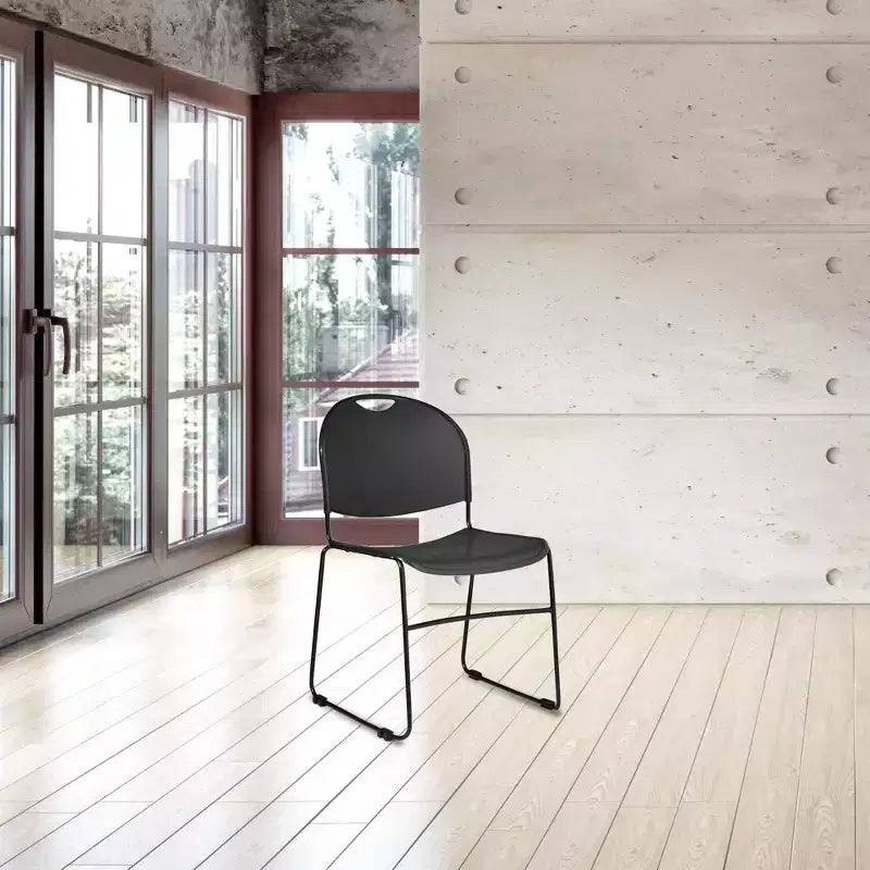 2pk Multi Purpose Ultra Compact Stack Chair Black - Hampden Furnishings: Sled Base, Polypropylene, No Assembly Required