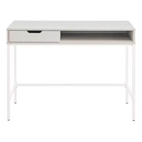 40" Contempo Desk with Drawer and Shelf White Oak - OSP Home Furnishings: Sturdy Steel Frame, MDF Surface