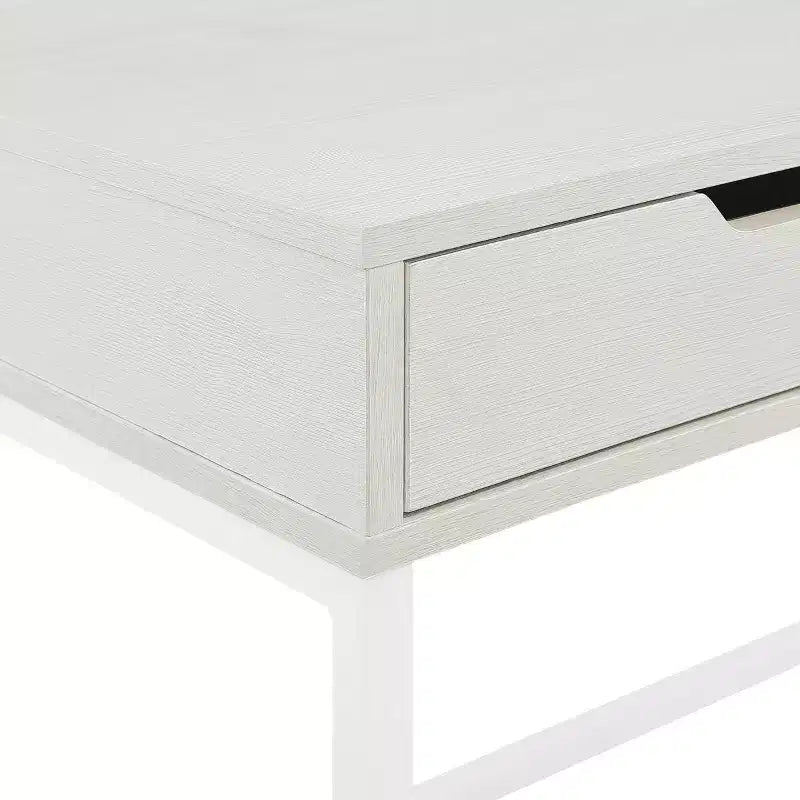 40" Contempo Desk with Drawer and Shelf White Oak - OSP Home Furnishings: Sturdy Steel Frame, MDF Surface