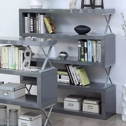 54.38" Duvall 5-Tier Open Bookcase Gray - miBasics