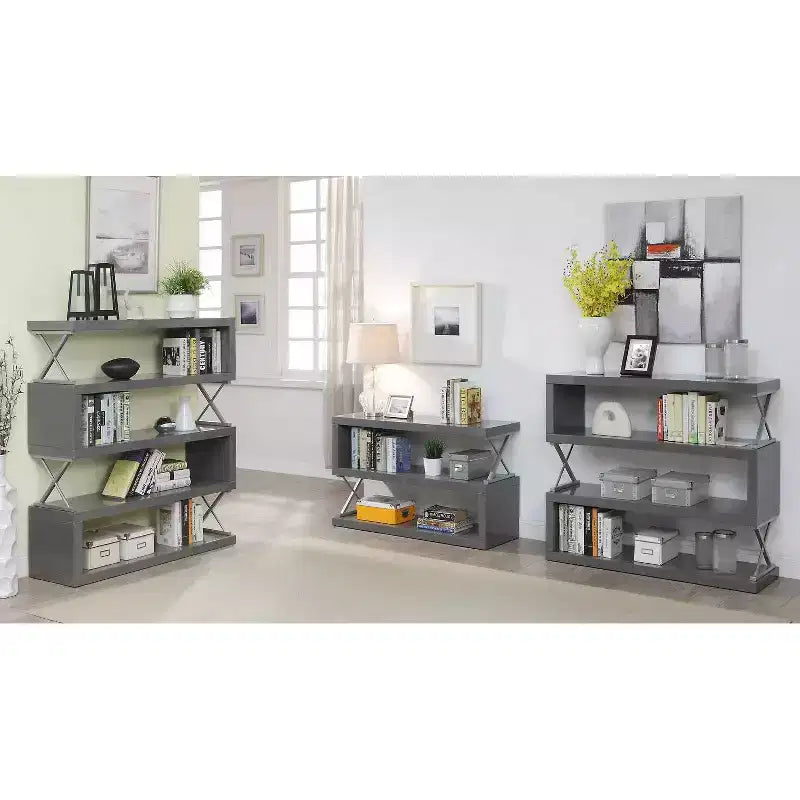 54.38" Duvall 5-Tier Open Bookcase Gray - miBasics