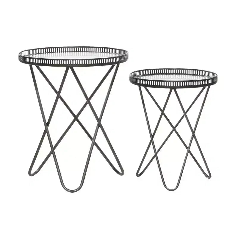 Set of 2 Industrial Metal Accent Tables Gray - Olivia & May
