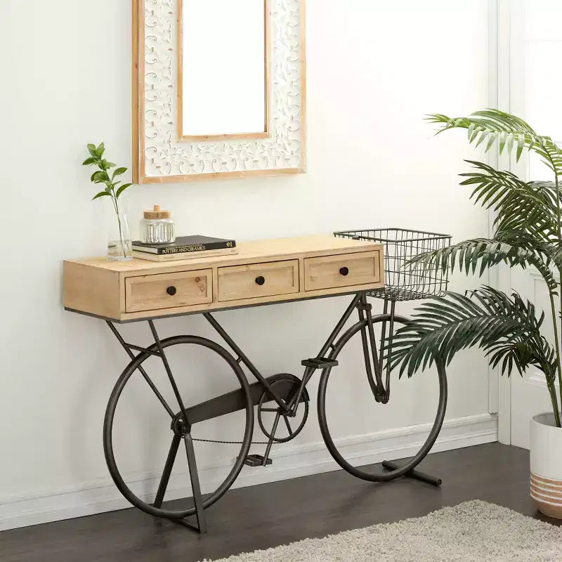 Olivia & May Farmhouse Metal Console Table Red: Iron Frame, MDF Top, No Assembly Required