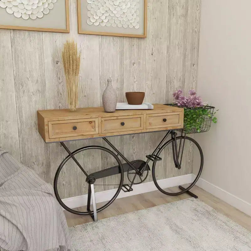 Olivia & May Farmhouse Metal Console Table Red: Iron Frame, MDF Top, No Assembly Required
