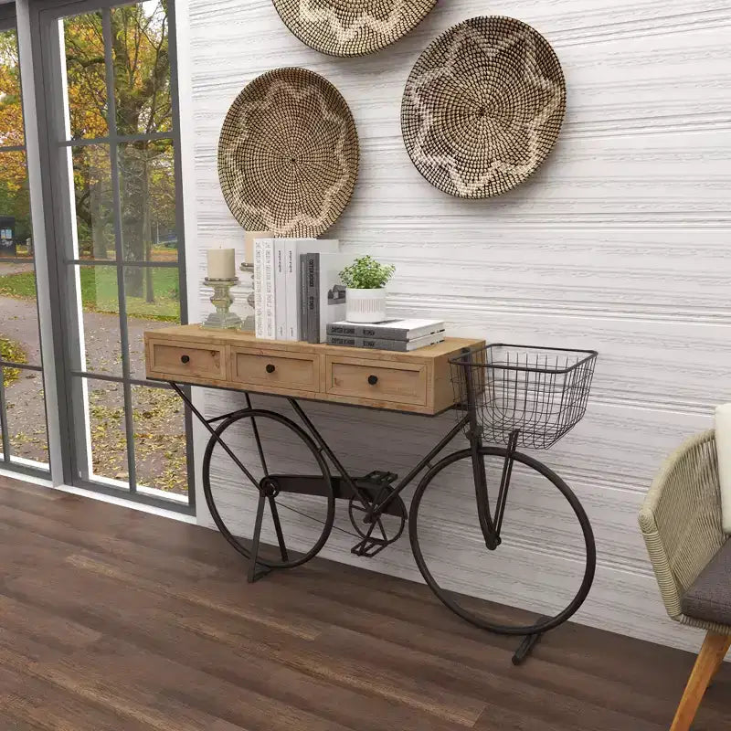 Olivia & May Farmhouse Metal Console Table Red: Iron Frame, MDF Top, No Assembly Required