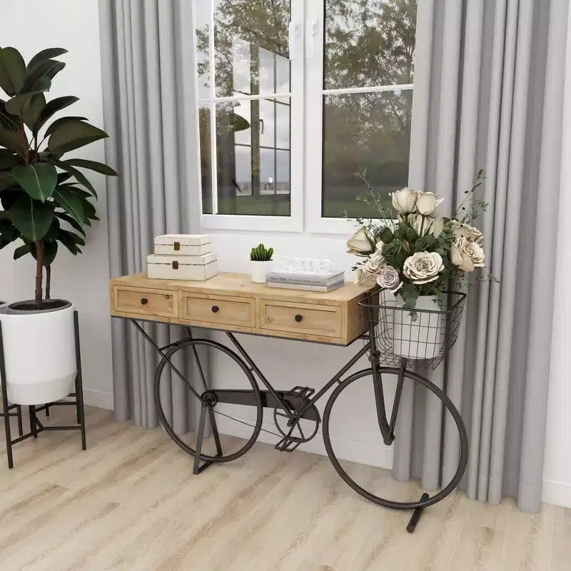 Olivia & May Farmhouse Metal Console Table Red: Iron Frame, MDF Top, No Assembly Required