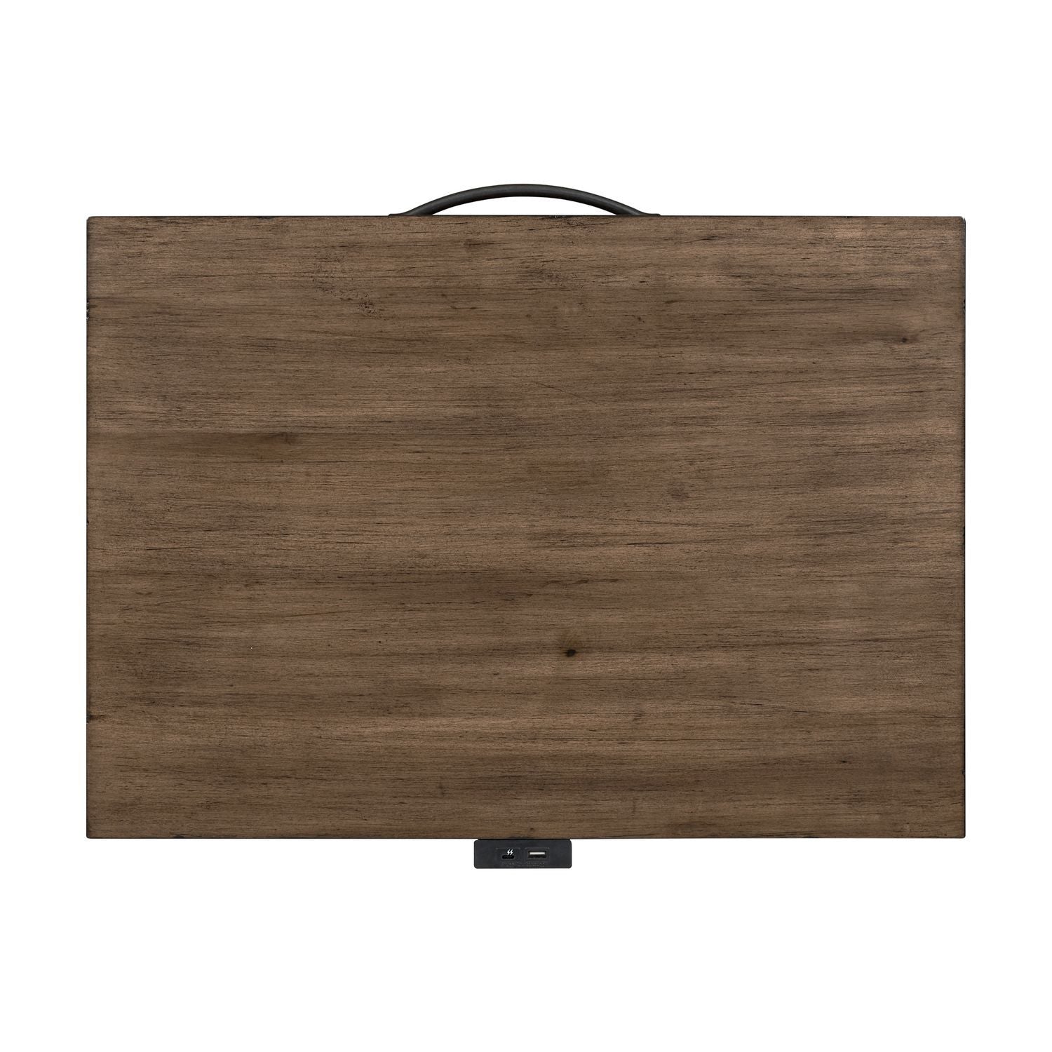 Table de chevet ouverte avec station de charge – Brun moisson — Elle intègre des éléments de design provenant de plusieurs siècles