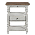 Table de chevet à 1 tiroir - Blanc antique / Dessus couleur châtaigne — ajoutez un style décontracté et vous obtenez un look classique avec une touche informelle.
