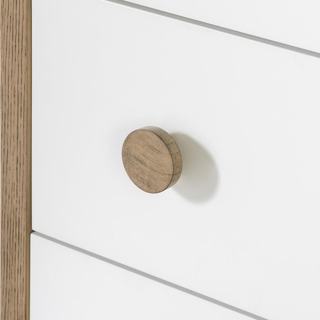Commode 6 tiroirs – Chêne du désert et Blanc nuage — offre une polyvalence
