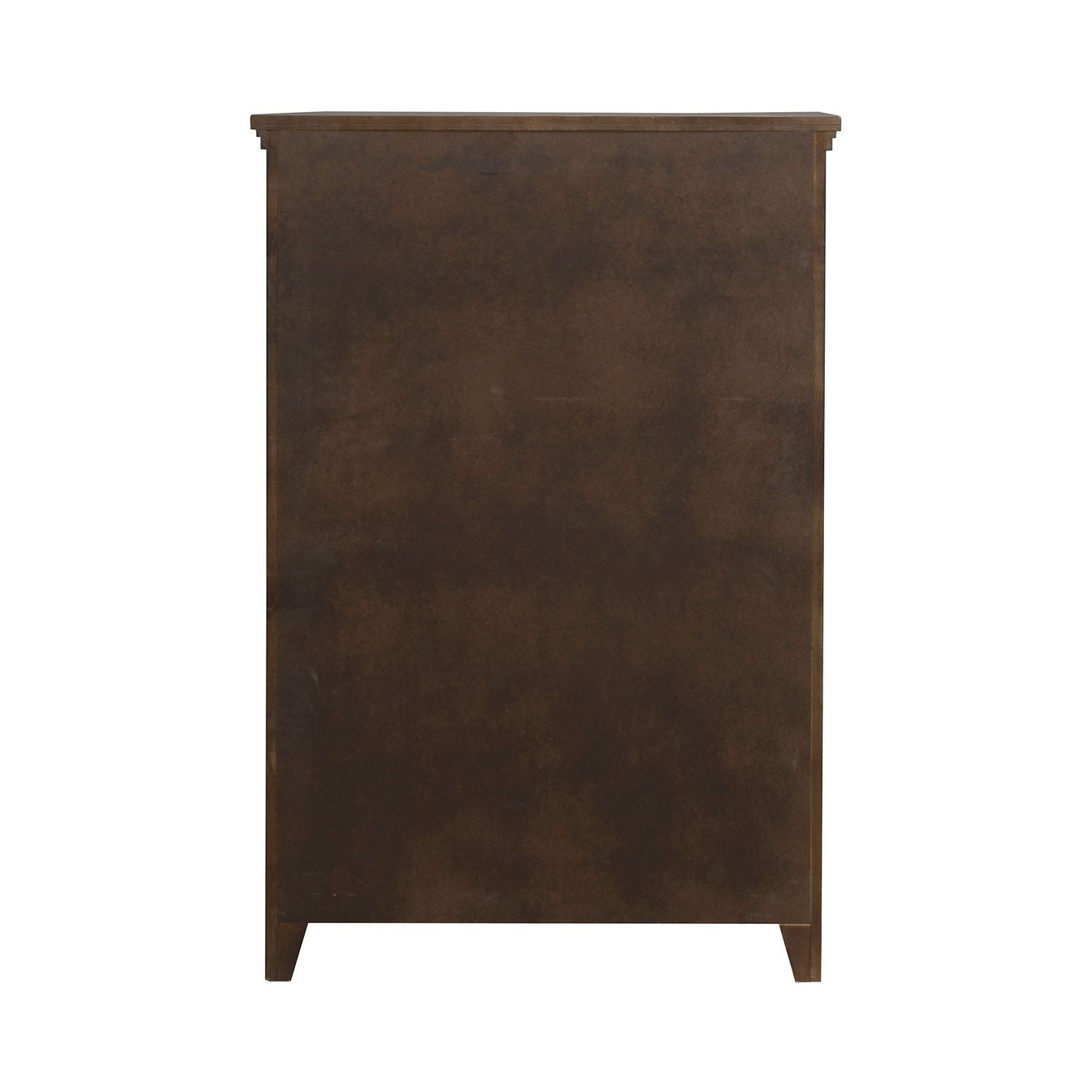 Commode 5 tiroirs - Brun ambré — finition ambrée chaude soulignée par de lourdes moulures en relief pour la dimension et la texture