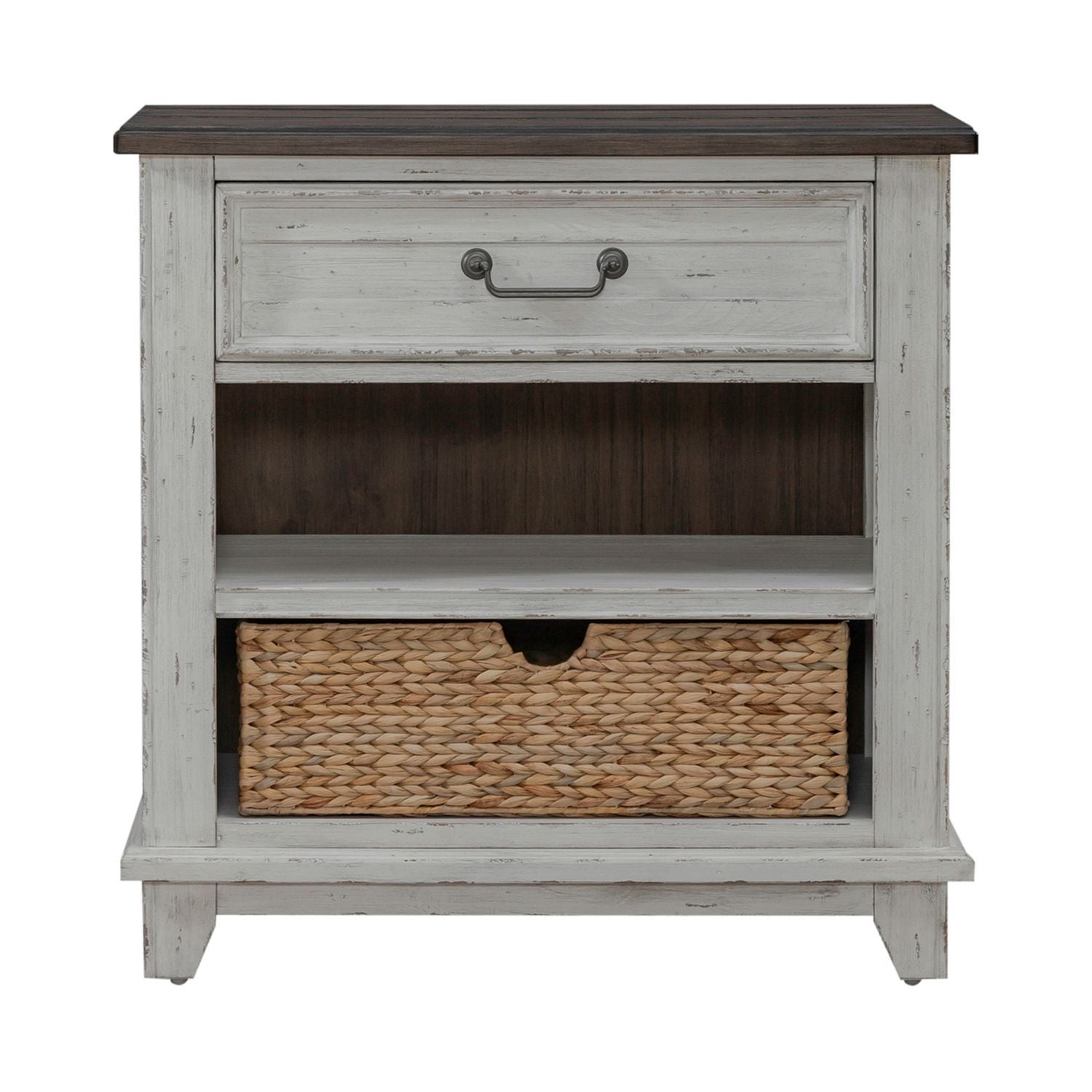 Commode de chevet avec station de recharge – Riverstone Blanc et Tabac — La vie de cottage et de ferme offre l'équilibre parfait entre la vie à