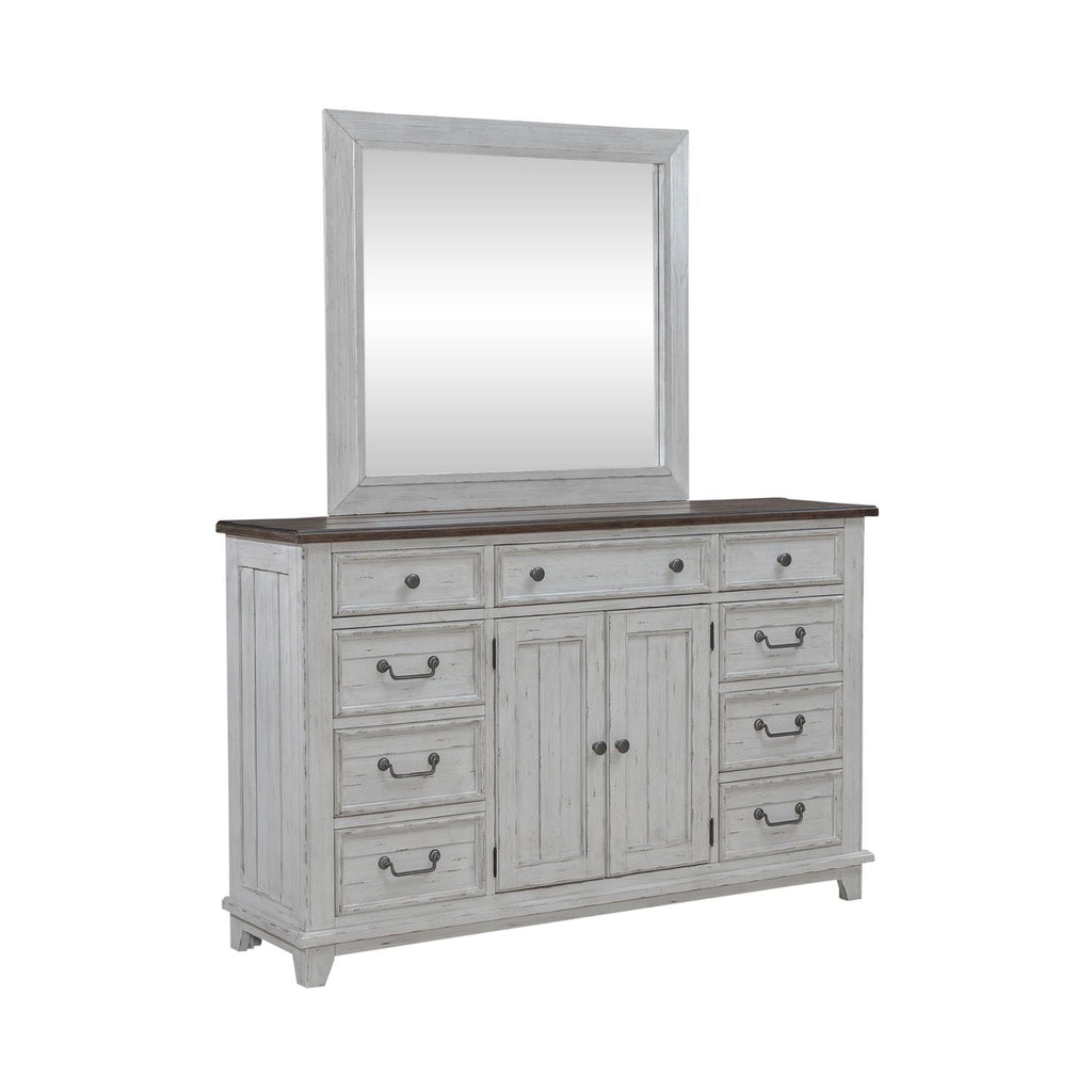 Commode et miroir – Riverstone Blanc et Tabac — La vie de cottage et de ferme offre un équilibre parfait entre la vie côtière et une