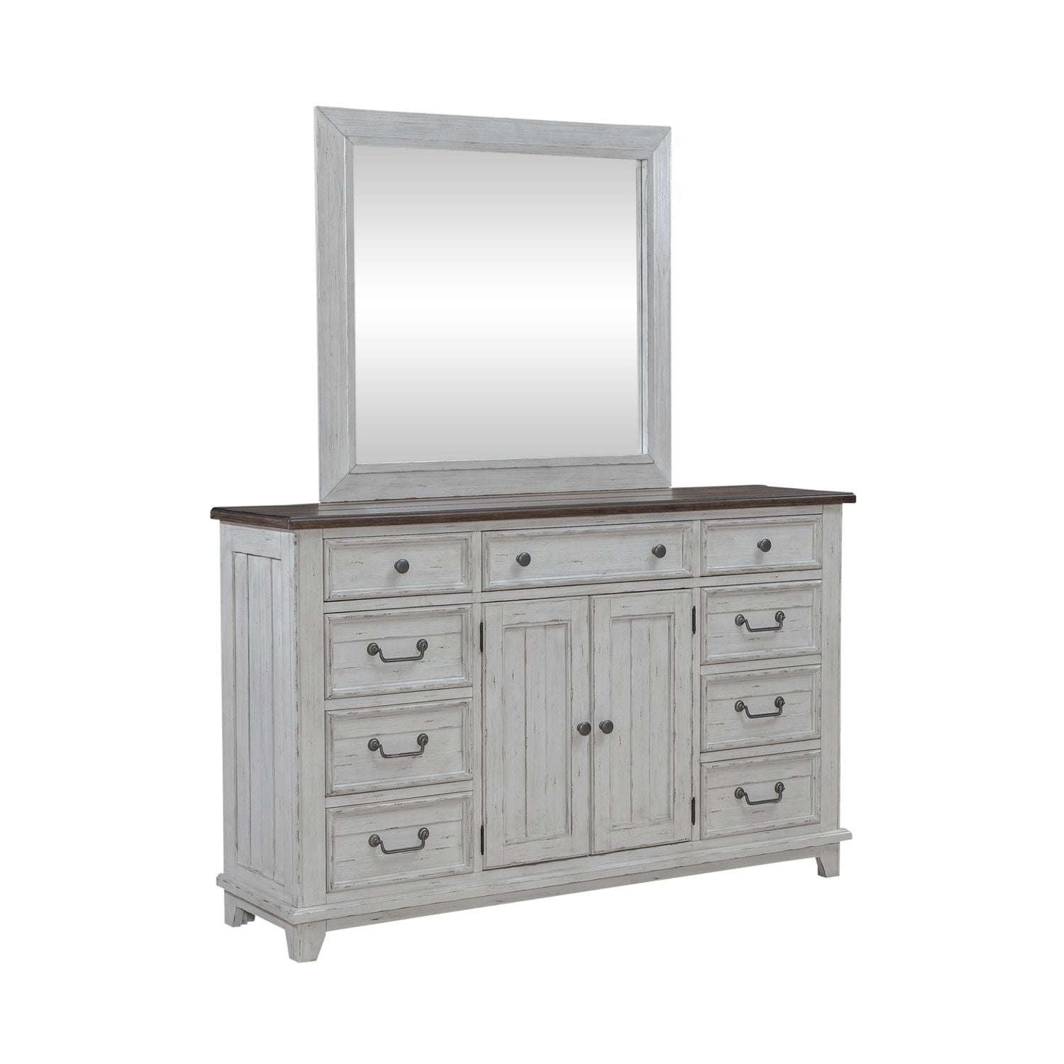 Commode et miroir – Riverstone Blanc et Tabac — La vie de cottage et de ferme offre un équilibre parfait entre la vie côtière et une