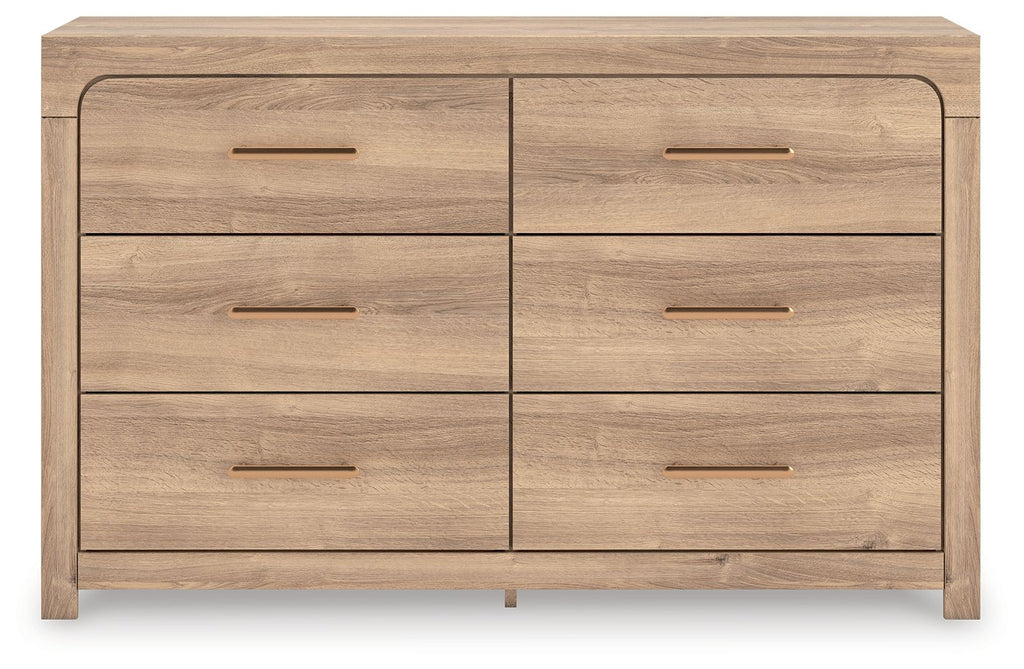 Commode à six tiroirs — Les tons de bois naturels et les lignes épurées de cette commode reflètent votre style décontracté.