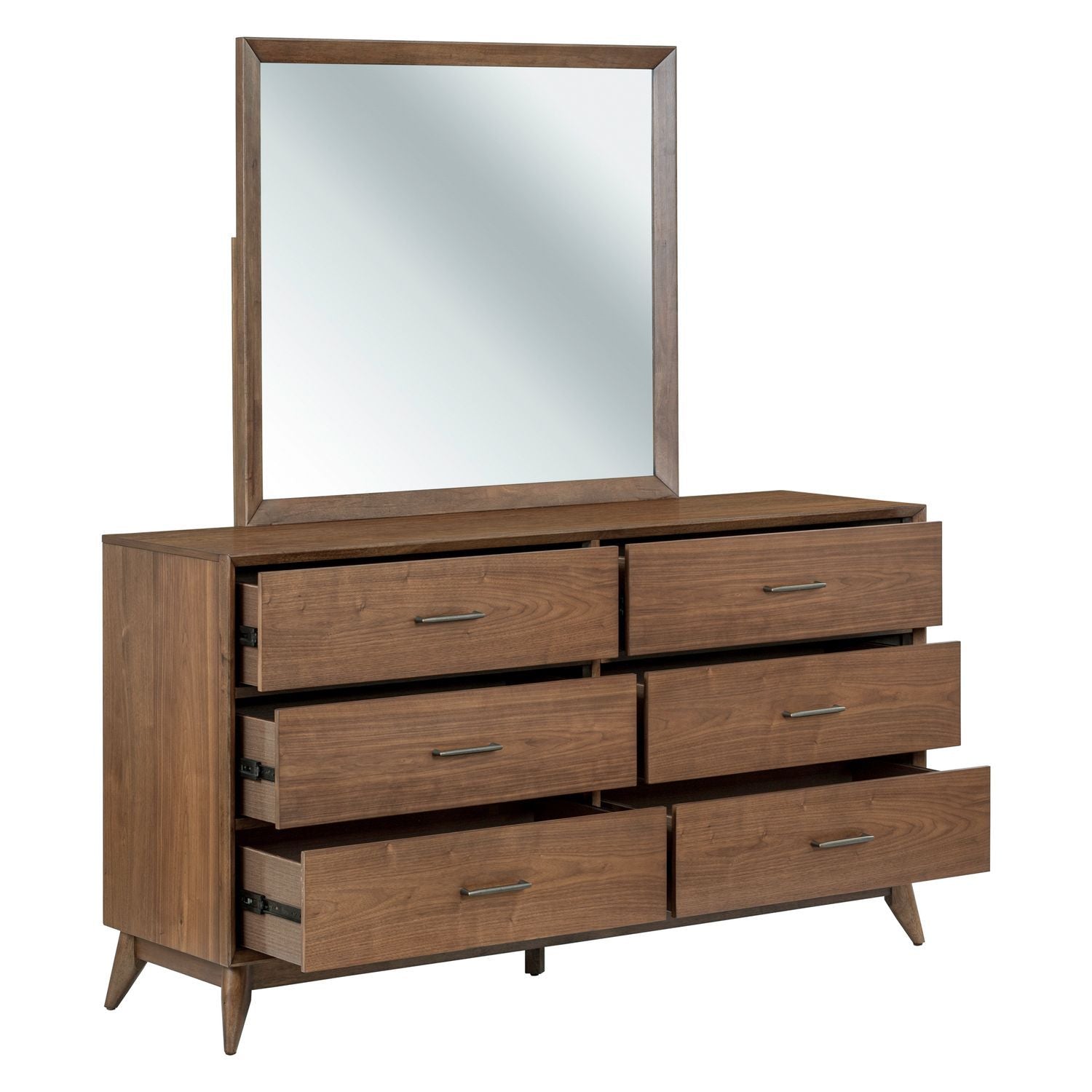 Commode et miroir – Noyer — Le design qui transmet énergie et imagination met en lumière un mode de vie contemporain tandis que les silhouettes créent