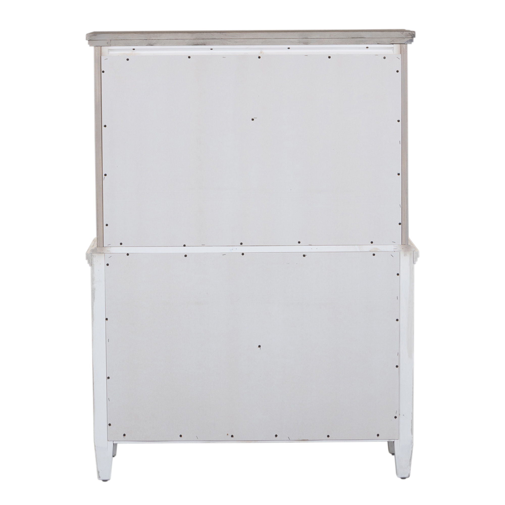 Commode 5 tiroirs – Blanc vieilli / Plateaux Tabac — un ajout de style décontracté pour un look classique à l'ambiance décontractée