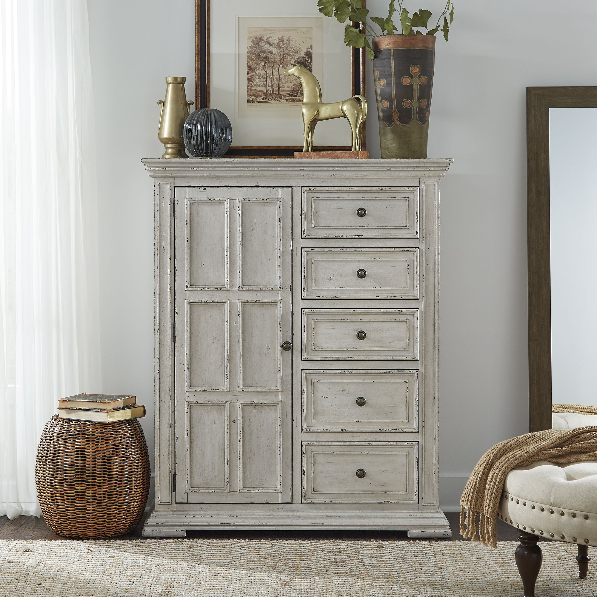 Commode de porte – Fabriquée avec des solides en bois d'hévéa et des produits du bois – protection anti-poussière du caisson inférieur et tiroirs intérieurs entièrement teints