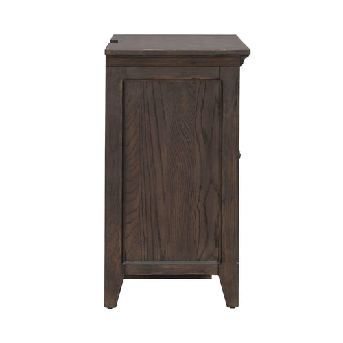 Table de chevet à 2 tiroirs avec station de charge - Marron selle — allie grande opulence et style rustique confortable