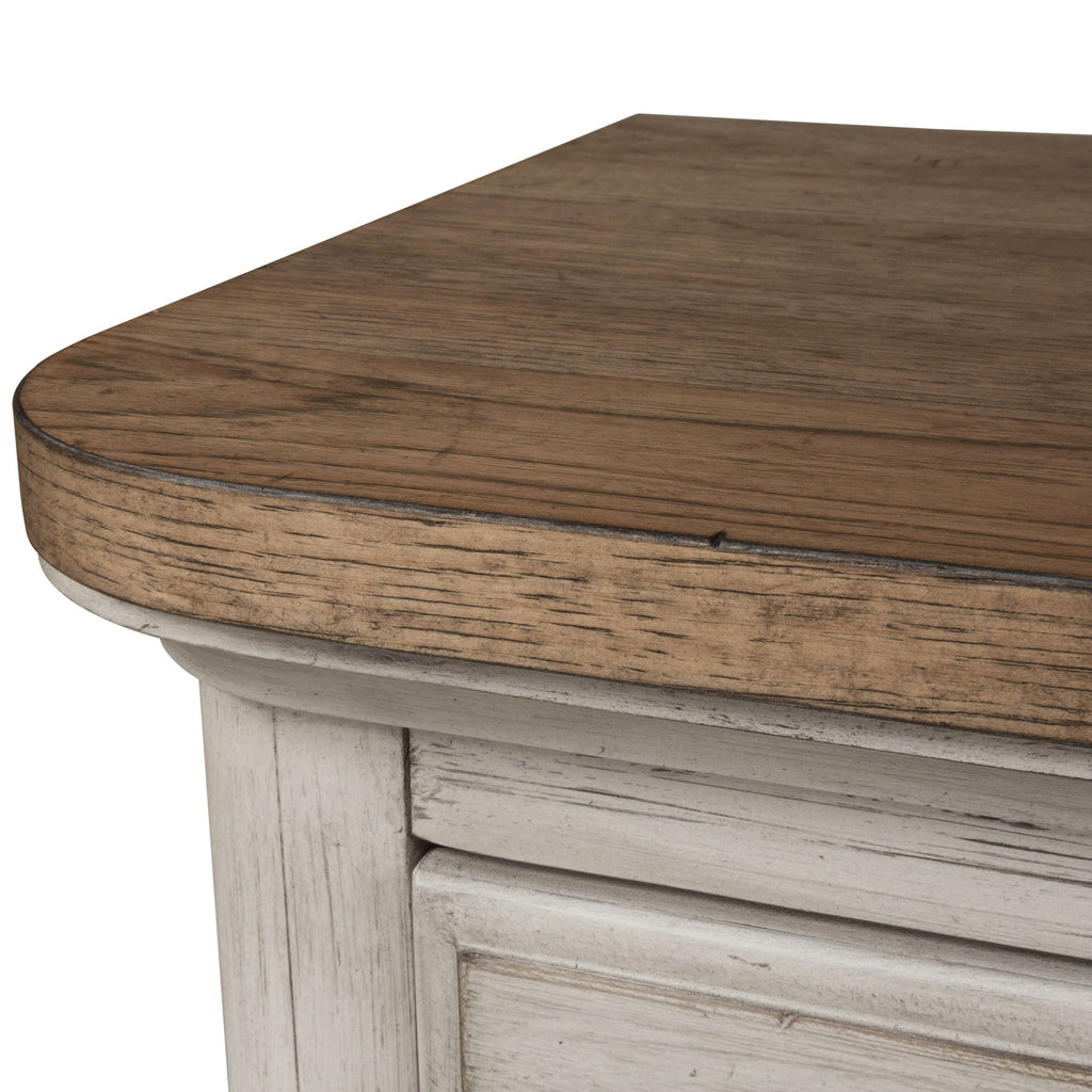 Commode et miroir - Blanc antique / Dessus couleur châtaigne — ajoutez-y un style décontracté et vous obtenez un look classique avec une touche informelle.