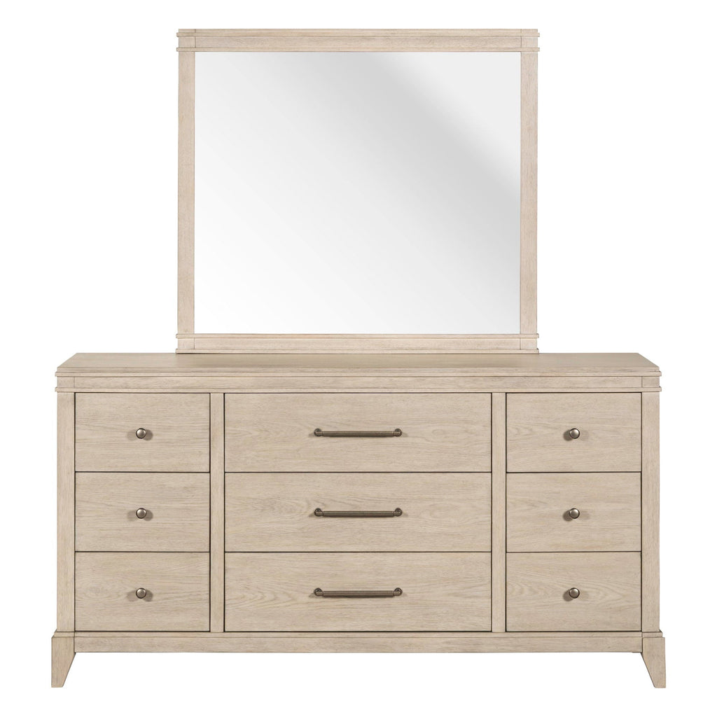 Commode et miroir - Blanc Sanctuaire — offre un style transitionnel mêlant éléments traditionnels et contemporains