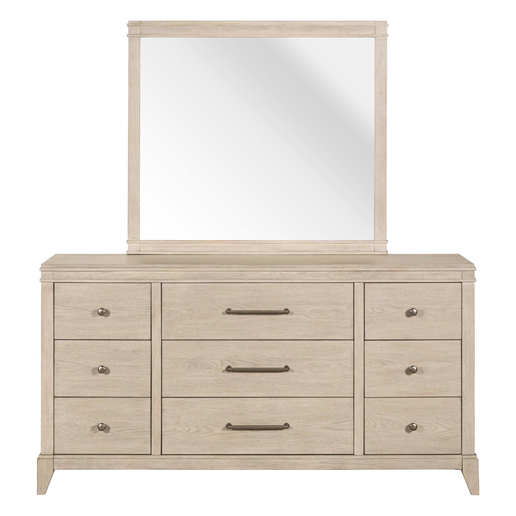 Commode et miroir - Blanc Sanctuaire — offre un style transitionnel mêlant éléments traditionnels et contemporains