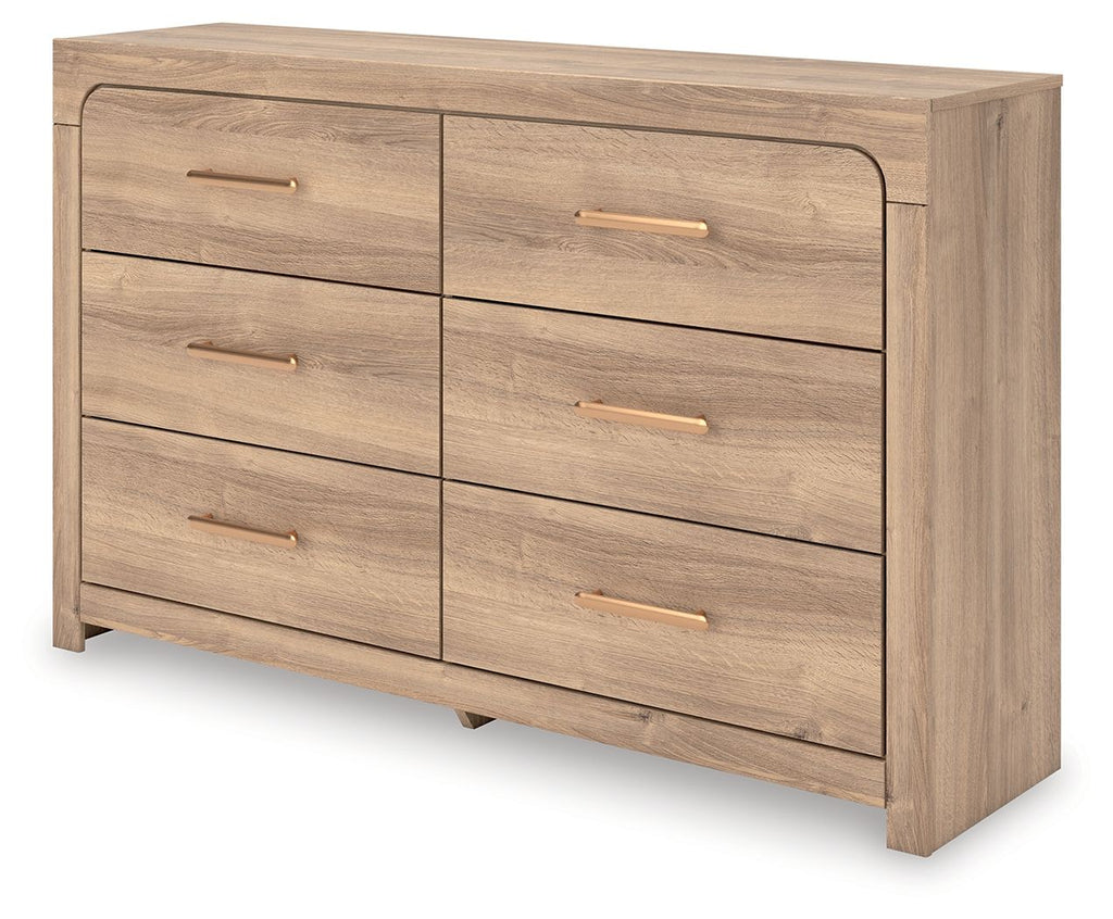 Commode à six tiroirs — Les tons de bois naturels et les lignes épurées de cette commode reflètent votre style décontracté.