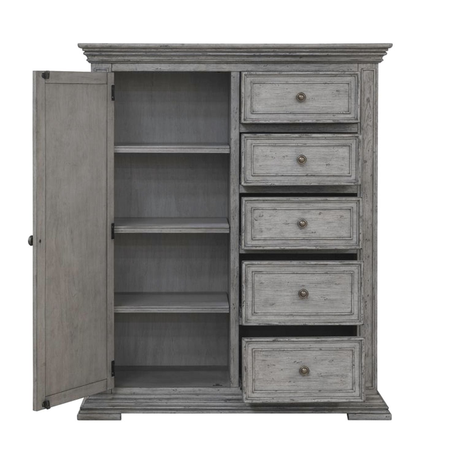Commode de porte – Fabriquée avec des solides en bois d'hévéa et des produits du bois – protection anti-poussière du caisson inférieur et tiroirs intérieurs entièrement teints