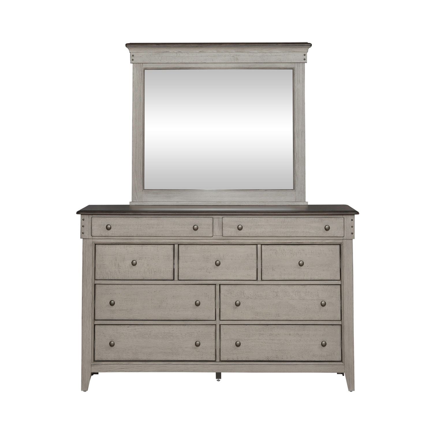 Commode et miroir – lin vieilli/taupe poudré — ajoutez un style décontracté et vous créez un look classique à l'ambiance décontractée