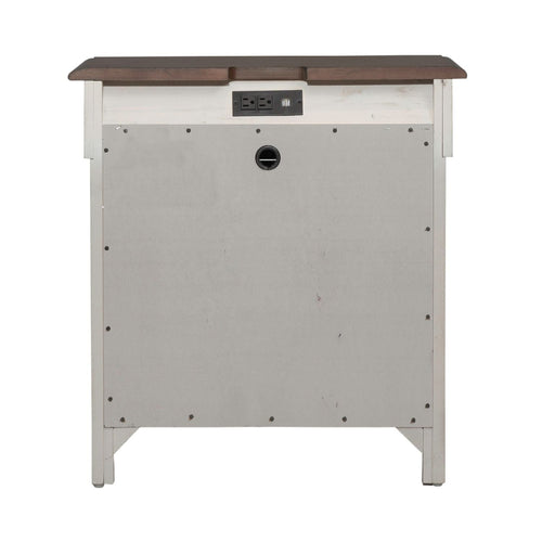 Table de chevet à 3 tiroirs avec station de charge - Lin vieilli / Taupe poudré — Des looks qui s'intègrent facilement dans les intérieurs d'aujourd'hui
